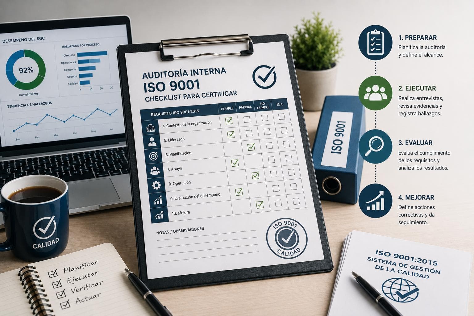 Auditor reviewing quality management system records