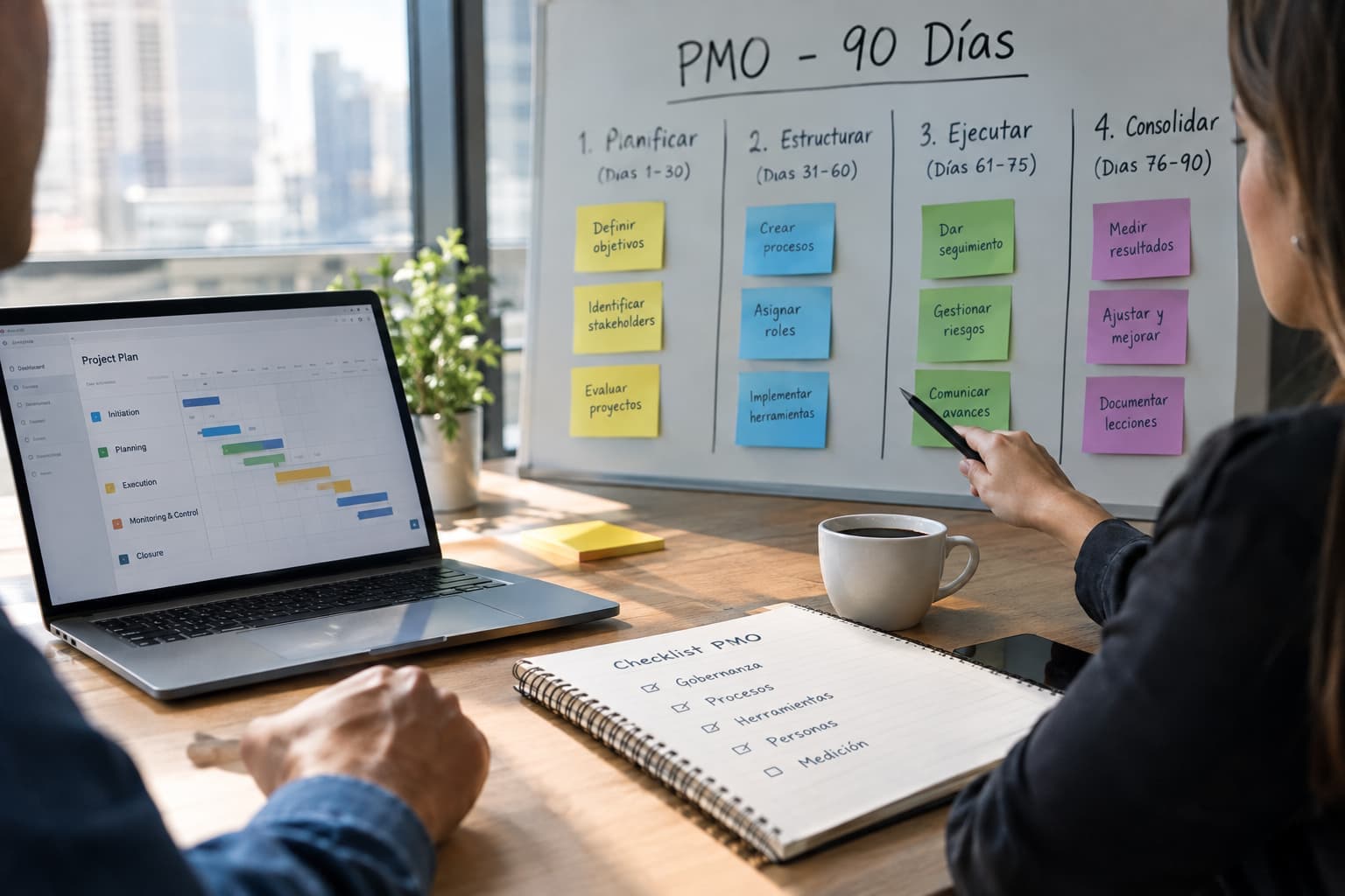 Tablero de portafolio de proyectos en una oficina